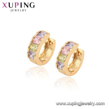 96829 xuping fashion hoop gold plated multicolor stone earrings